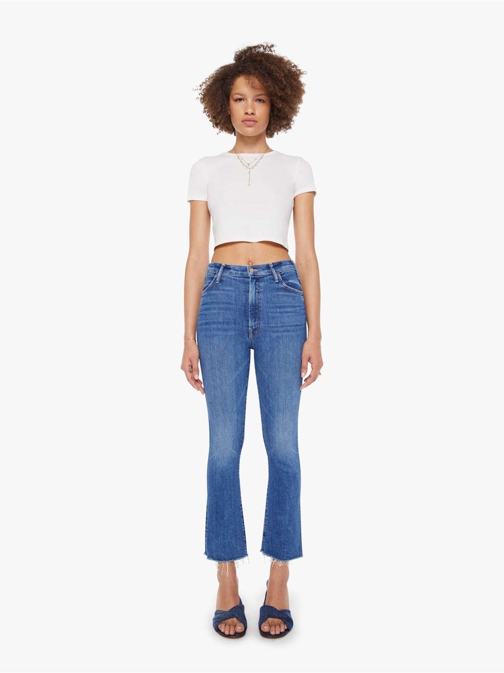 Mother Denim Lil’ Hustler Ankle Fray in Grasping At Straws Raw Hem Jeans Frayed